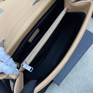 LOULOU MEDIUM 32 CREAM QUILTED LEATHER SILVER HARDWARE