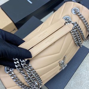 LOULOU MEDIUM 32 CREAM QUILTED LEATHER SILVER HARDWARE