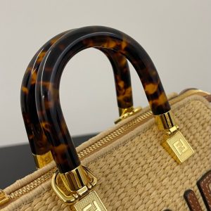 BY THE WAY MINI 18 IN BEIGE STRAW AND BROWN CALFSKIN TRIM