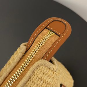 BY THE WAY MINI 18 IN BEIGE STRAW AND BROWN CALFSKIN TRIM