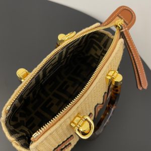 BY THE WAY MINI 18 IN BEIGE STRAW AND BROWN CALFSKIN TRIM