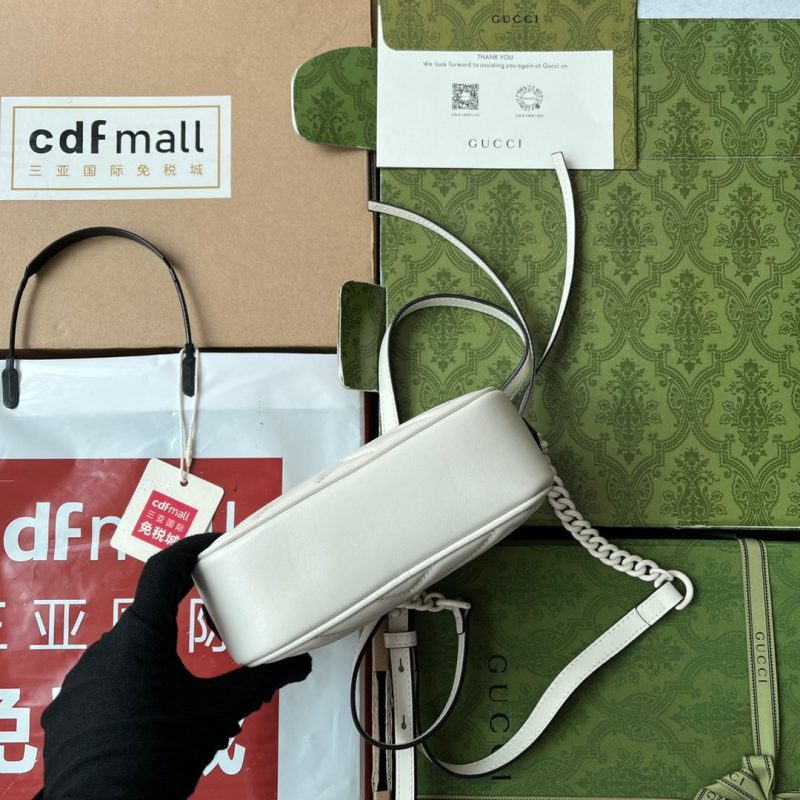 gg marmont mini 18cm zip top all white calfskin