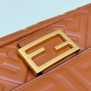 Baguette 27cm Brown Lambskin Gold Hardware