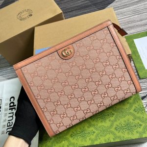 OPHIDIA GG 27 BAG IN LIGHT PINK CANVAS AND CALFKSKIN