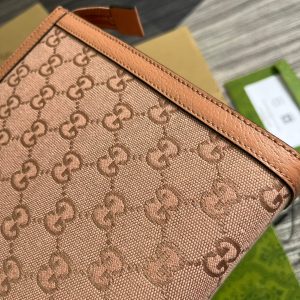 OPHIDIA GG 27 BAG IN LIGHT PINK CANVAS AND CALFKSKIN