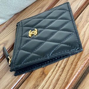 CC A84105 Coin Case Black Gold Metal Lamskin 240723