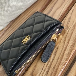 CC A84105 Coin Case Black Gold Metal Lamskin 240723