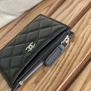 CC A84105 Coin Case Black Sliver Metal Lamskin 240725