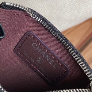 CC A84105 Coin Case Black Sliver Metal Lamskin 240725