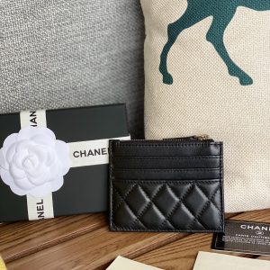 CC A84105 Coin Case Black Sliver Metal Lamskin 240725