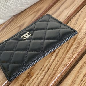 CC A84105 Coin Case Black Sliver Metal Lamskin 240725