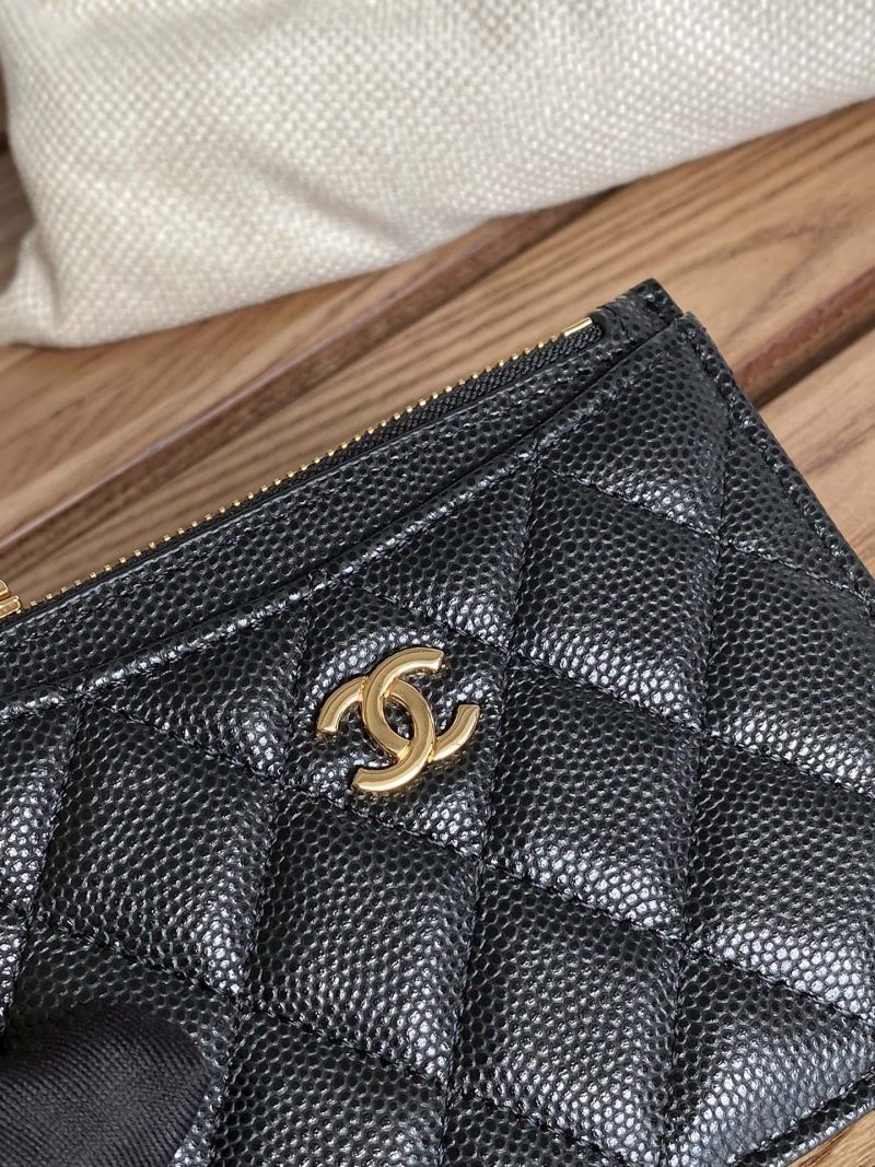 CC A84105 Coin Case Black Gold Metal Caviar 240745