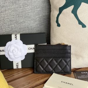 CC A84105 Coin Case Black Gold Metal Caviar 240745