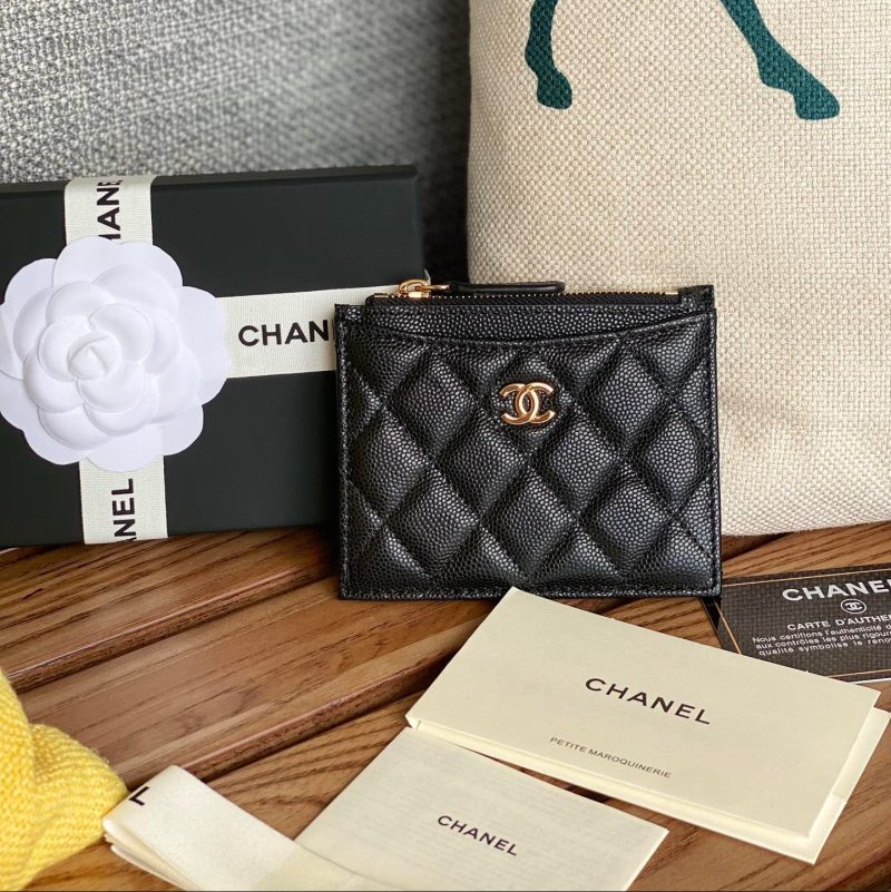 CC A84105 Coin Case Black Gold Metal Caviar 240745