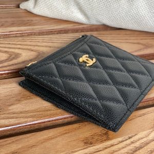 CC A84105 Coin Case Black Gold Metal Caviar 240745