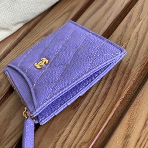 CC A84105 Coin Case Purple Gold Metal Caviar 240731