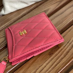 CC A84105 Coin Case Pink Gold Metal Caviar 240733