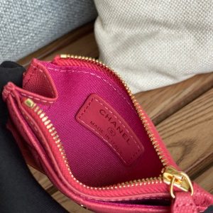 CC A84105 Coin Case Pink Gold Metal Caviar 240733