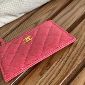 CC A84105 Coin Case Pink Gold Metal Caviar 240733