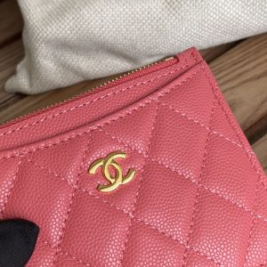 CC A84105 Coin Case Pink Gold Metal Caviar 240733