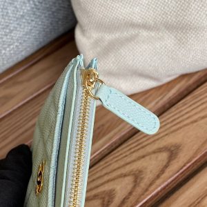 CC A84105 Coin Case Light Blue Gold Metal Caviar 240735