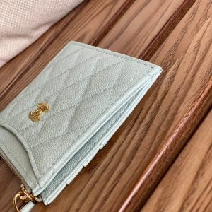 CC A84105 Coin Case Light Blue Gold Metal Caviar 240735