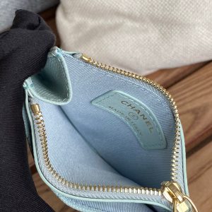 CC A84105 Coin Case Light Blue Gold Metal Caviar 240735