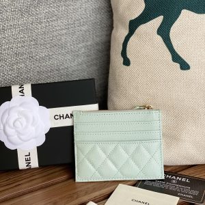 CC A84105 Coin Case Light Blue Gold Metal Caviar 240735