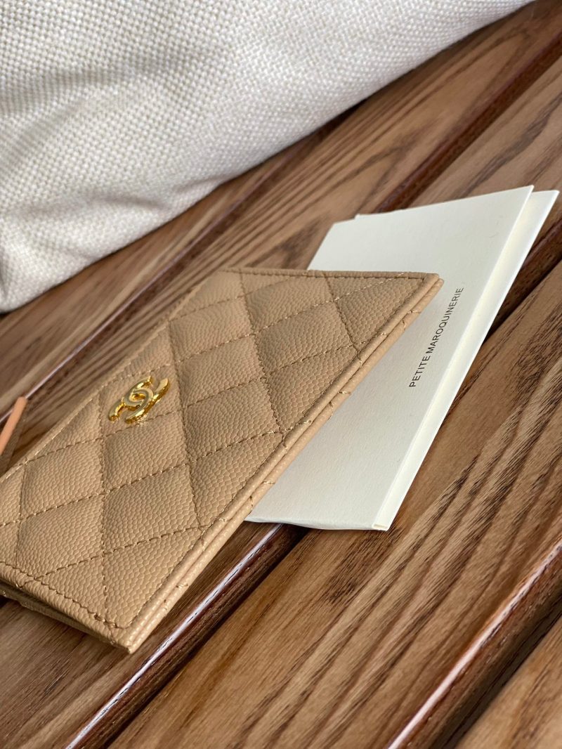 CC A84105 Coin Case Beige Gold Metal Caviar 240737