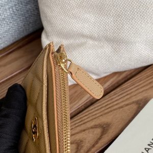 CC A84105 Coin Case Beige Gold Metal Caviar 240737