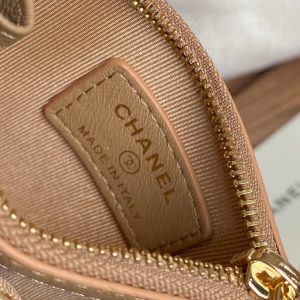 CC A84105 Coin Case Beige Gold Metal Caviar 240737