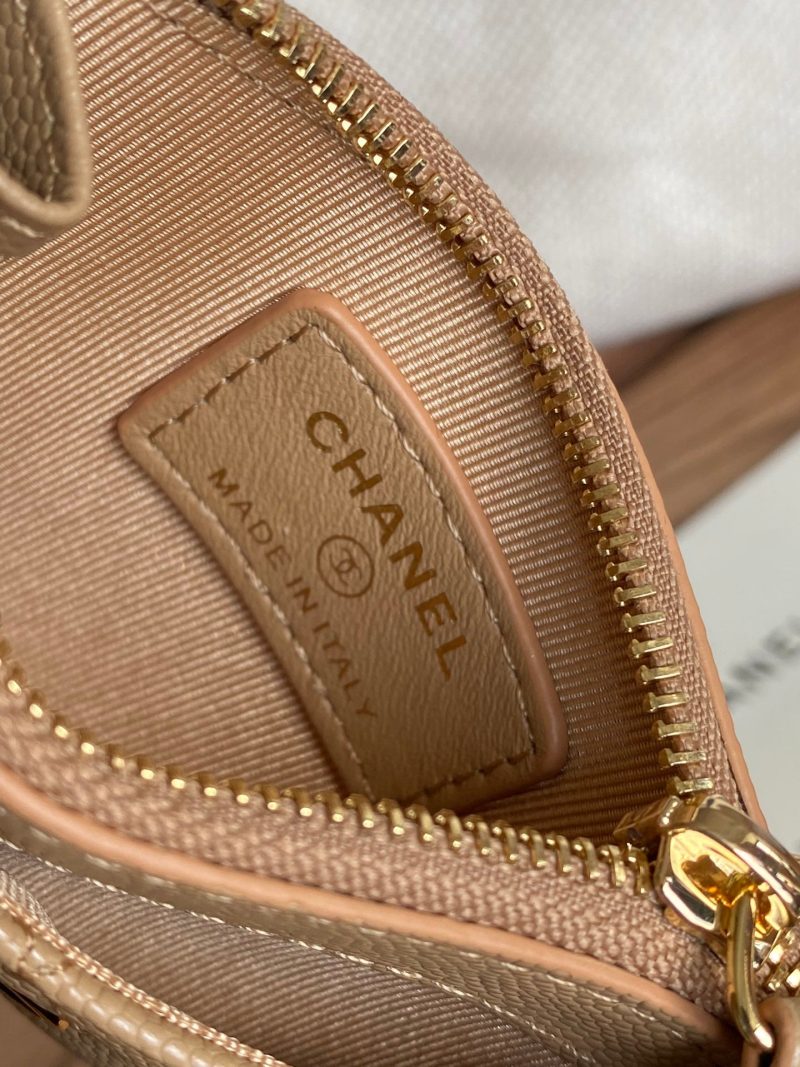CC A84105 Coin Case Beige Gold Metal Caviar 240737