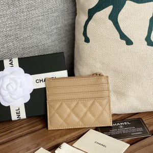 CC A84105 Coin Case Beige Gold Metal Caviar 240737