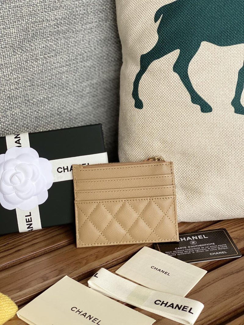 CC A84105 Coin Case Beige Gold Metal Caviar 240737