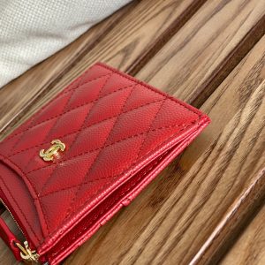 CC A84105 Coin Case Red Gold Metal Caviar 240739