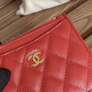 CC A84105 Coin Case Red Gold Metal Caviar 240739