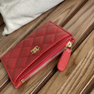 CC A84105 Coin Case Red Gold Metal Caviar 240739