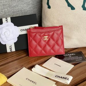 CC A84105 Coin Case Red Gold Metal Caviar 240739