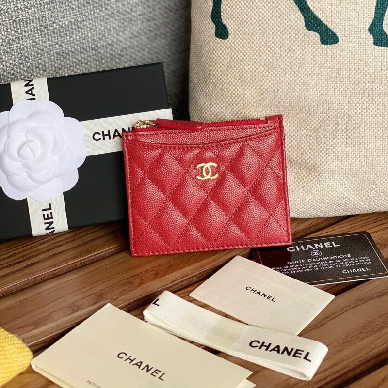 CC A84105 Coin Case Red Gold Metal Caviar 240739