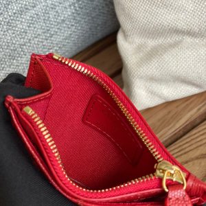 CC A84105 Coin Case Red Gold Metal Caviar 240739