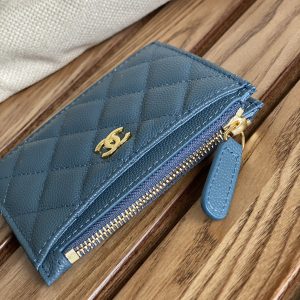 CC A84105 Coin Case Blue Gold Metal Caviar 240741