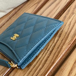 CC A84105 Coin Case Blue Gold Metal Caviar 240741