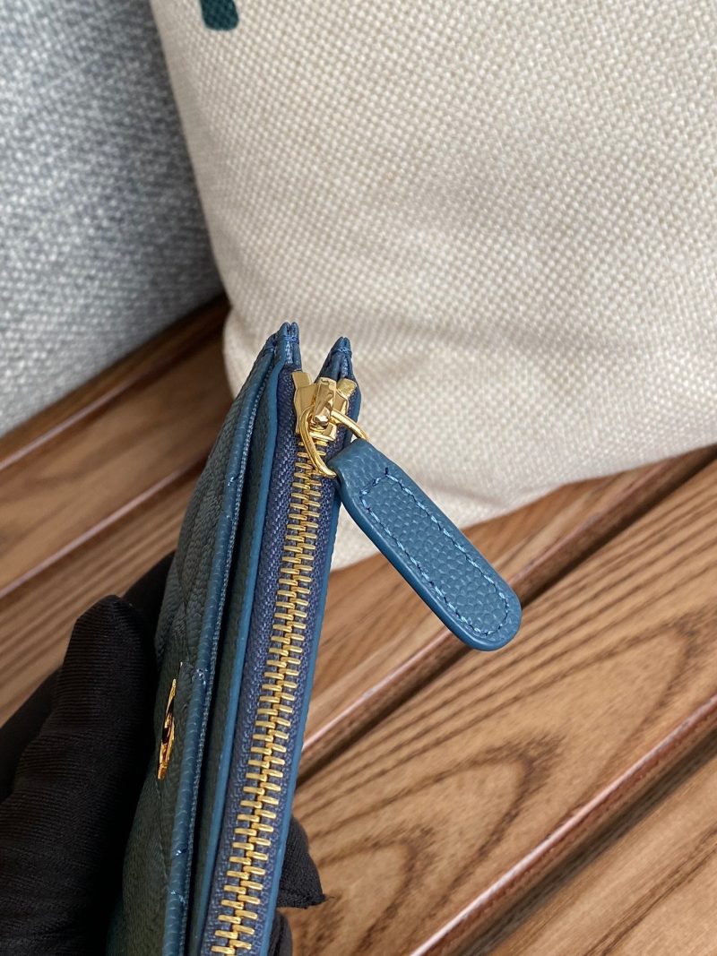 CC A84105 Coin Case Blue Gold Metal Caviar 240741