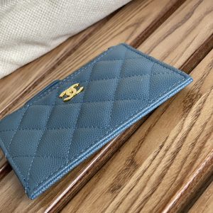 CC A84105 Coin Case Blue Gold Metal Caviar 240741