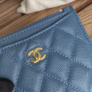 CC A84105 Coin Case Blue Gold Metal Caviar 240741