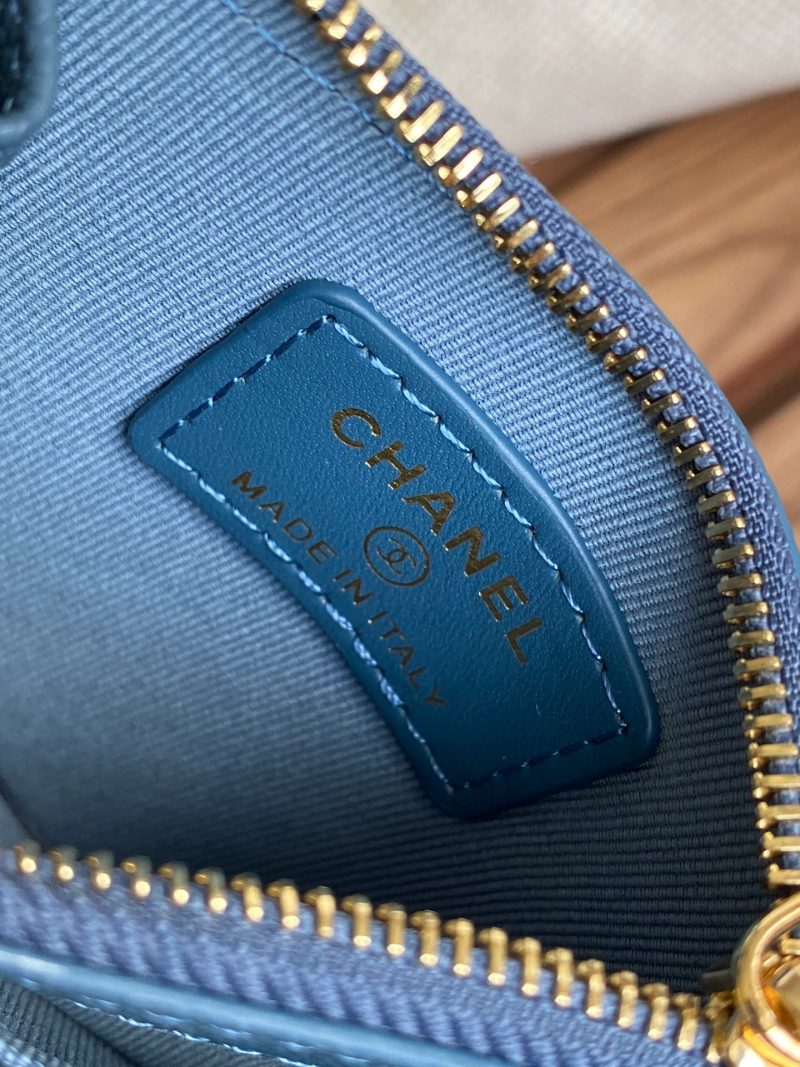 CC A84105 Coin Case Blue Gold Metal Caviar 240741