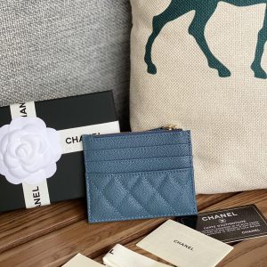 CC A84105 Coin Case Blue Gold Metal Caviar 240741