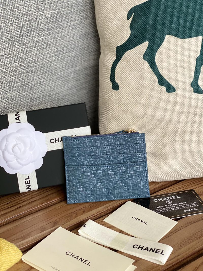 CC A84105 Coin Case Blue Gold Metal Caviar 240741