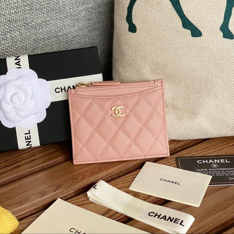 CC A84105 Coin Case Pink Gold Metal Caviar 240743