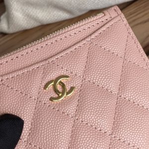 CC A84105 Coin Case Pink Gold Metal Caviar 240743